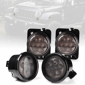 Smoke Lens LED Front Turn Signal Light And Fender Light For 2014-2018 Jeep Wrangler JK JKU