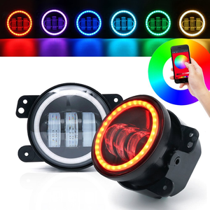 Xprite 60W CREE LED Bluetooth Fog Light Halo Angel Ring For 2007-2017 Jeep Wrangler