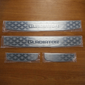 2021-2021 Jeep Gladiator JT Stainless Steel Door Sill Guards Acid-Etched Durable Polished